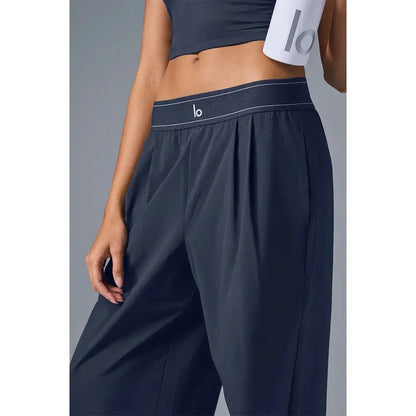 AL Yoga Pants Suit Up Trouser Sports Women's High Waisted Straight Leg Wide Pants Versatile Soft Crop Finesse Short Sleeve