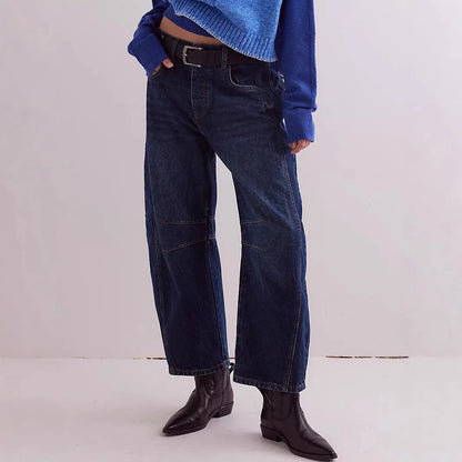 Women's Four Seasons New Fashion Low-rise Jeans Casual Loose Wash Wide-leg Pants Women's Simple Comfortable Straight Leg Jeans