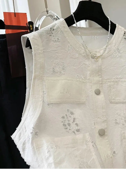 Tops For Women 2025 Summer Elegant Tank Vest Top Ladies Fashion Casual White Sleeveless Vest Tops