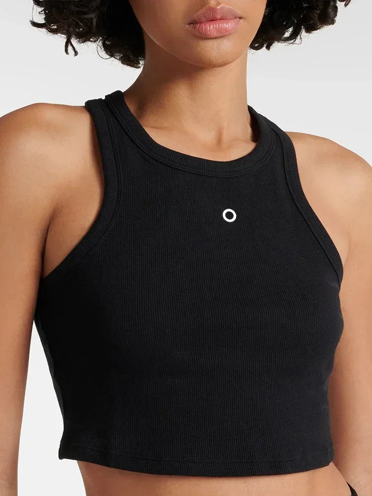 Cotton Sleeveless Tank Top for Women Summer New White Slim Yoga Fitness Vest Leisure Running Gym Breathable Pilates Tank Top