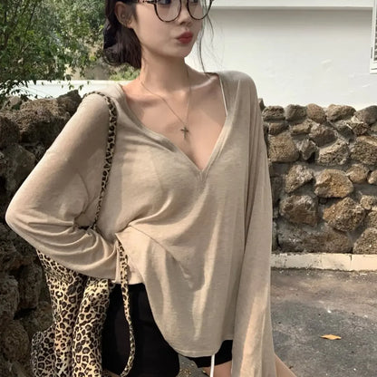 Tops Woman Korean Fashion With Sleeves Plain Long Sleeve T Shirt for Women Clothing Female Sale Cheap Clothes Y2k Korea Style