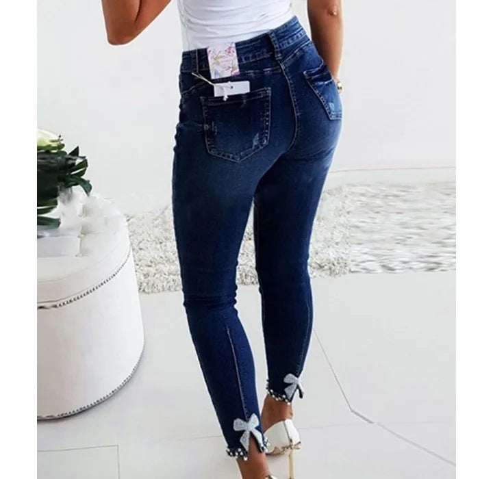 Winter Jeans Women Streetwear Spring and Summer 2024 Fashion Versatile Casual Bow Denim Pants Y2k Pencil Trousers for Female