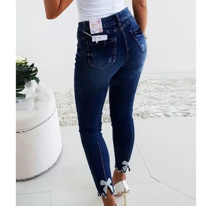 Winter Jeans Women Streetwear Spring and Summer 2024 Fashion Versatile Casual Bow Denim Pants Y2k Pencil Trousers for Female