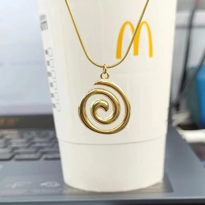 Fashionable Round Circle Necklace Accessory Swirl Pendant Collarbone Chain for Women Adjustable Chain Choker Jewelry