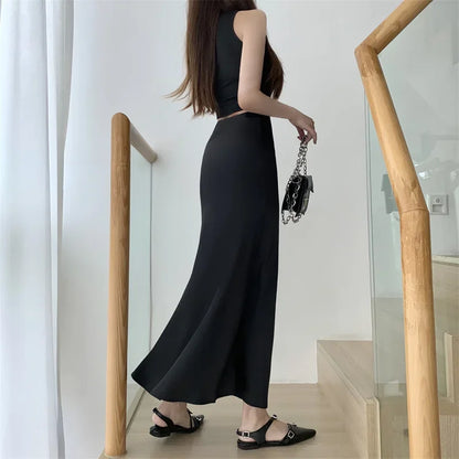Satin Skirts for Women Korean Reviews Many Girls Clothes Women's 2025 Summer NEW High Waisted Mid Long Skirts Fashion women skir