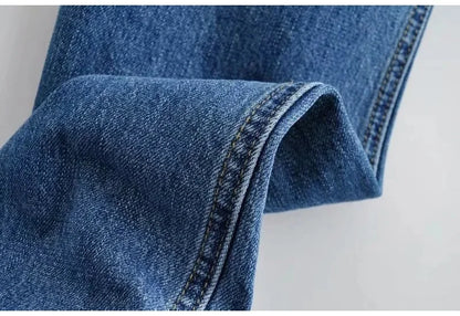 MiuKoMiYa Ripped Jeans For Women 2023 Streetwear Straight Denim Pants High Waist Long Denim Trousers Women Hollow Out Jeans