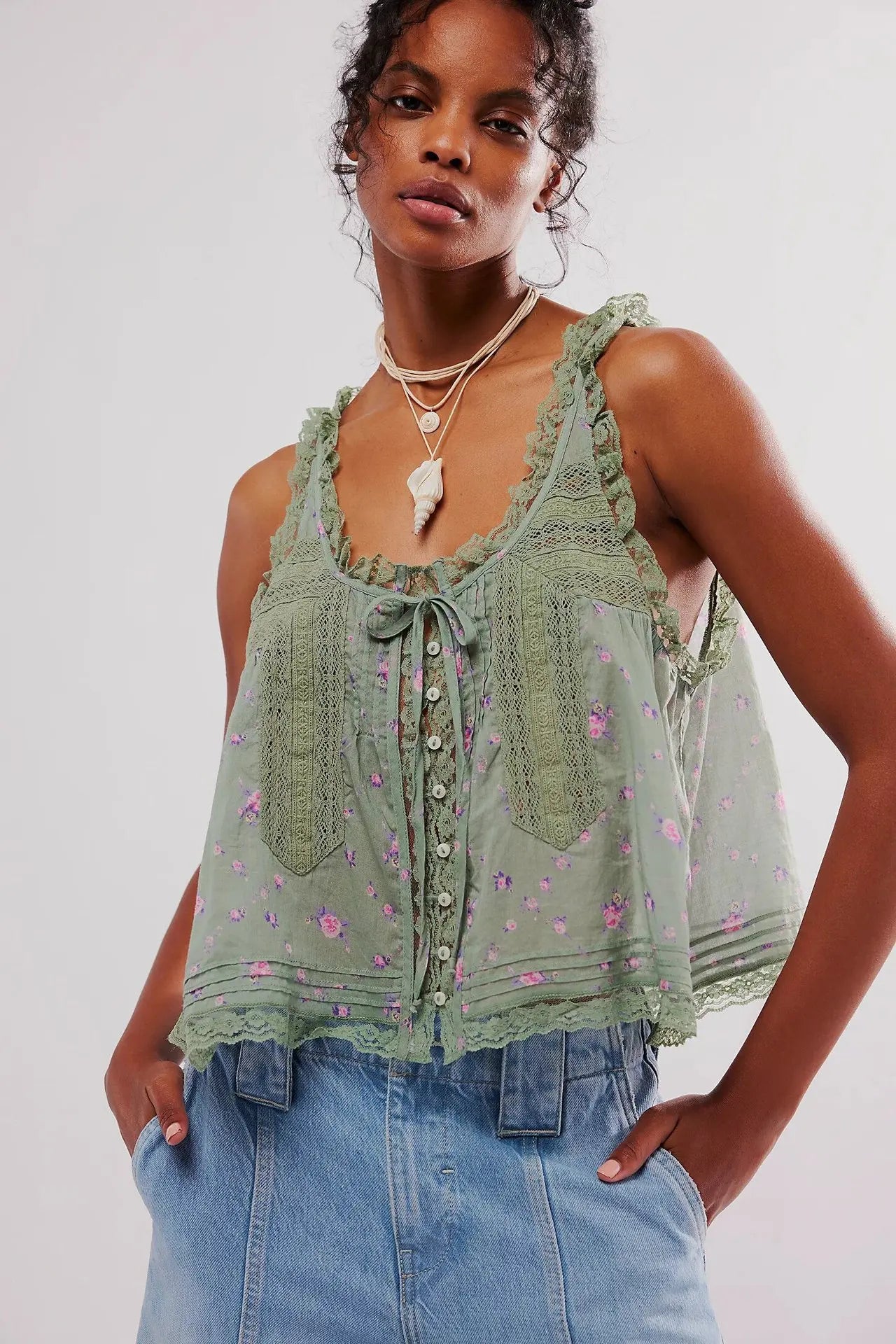 Sleeveless Tank Tops For Women Blouses Summer Boho Beach Wear 100%Cotton Splicing lace Shirts Loose Casual Ladies Blusas Camis