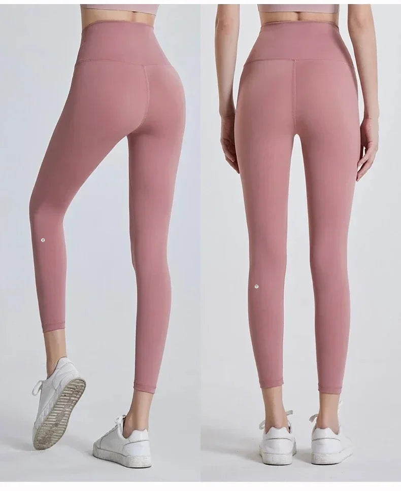 High Waisted Nude Feeling No Embarrassment Line Yoga Pants Women Stretch Firming Lift Hip Sports Fitness Bottom Pants