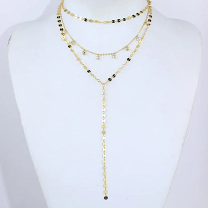 2025 New Long Necklace for Women Y Lariat Shaped Disc Choker Sexy Multilayer Sequins Chain Tassel Bling Cz Pendant Necklace