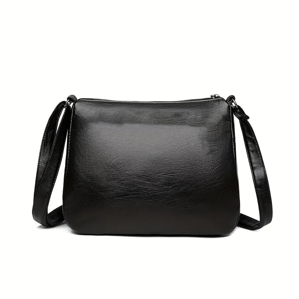 Women Pu Texture Middle-Aged Women's Bag Mom Bag New Bag Women's Classic Pattern Single Shoulder Crossbody Bag
