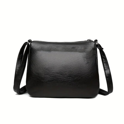 Women Pu Texture Middle-Aged Women's Bag Mom Bag New Bag Women's Classic Pattern Single Shoulder Crossbody Bag
