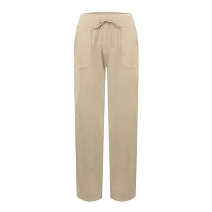 Wide Leg Yoga Pants For Women Solid Color High Waist Sweatpants With Pockets Stretch Comfy Workout Sports Trousers