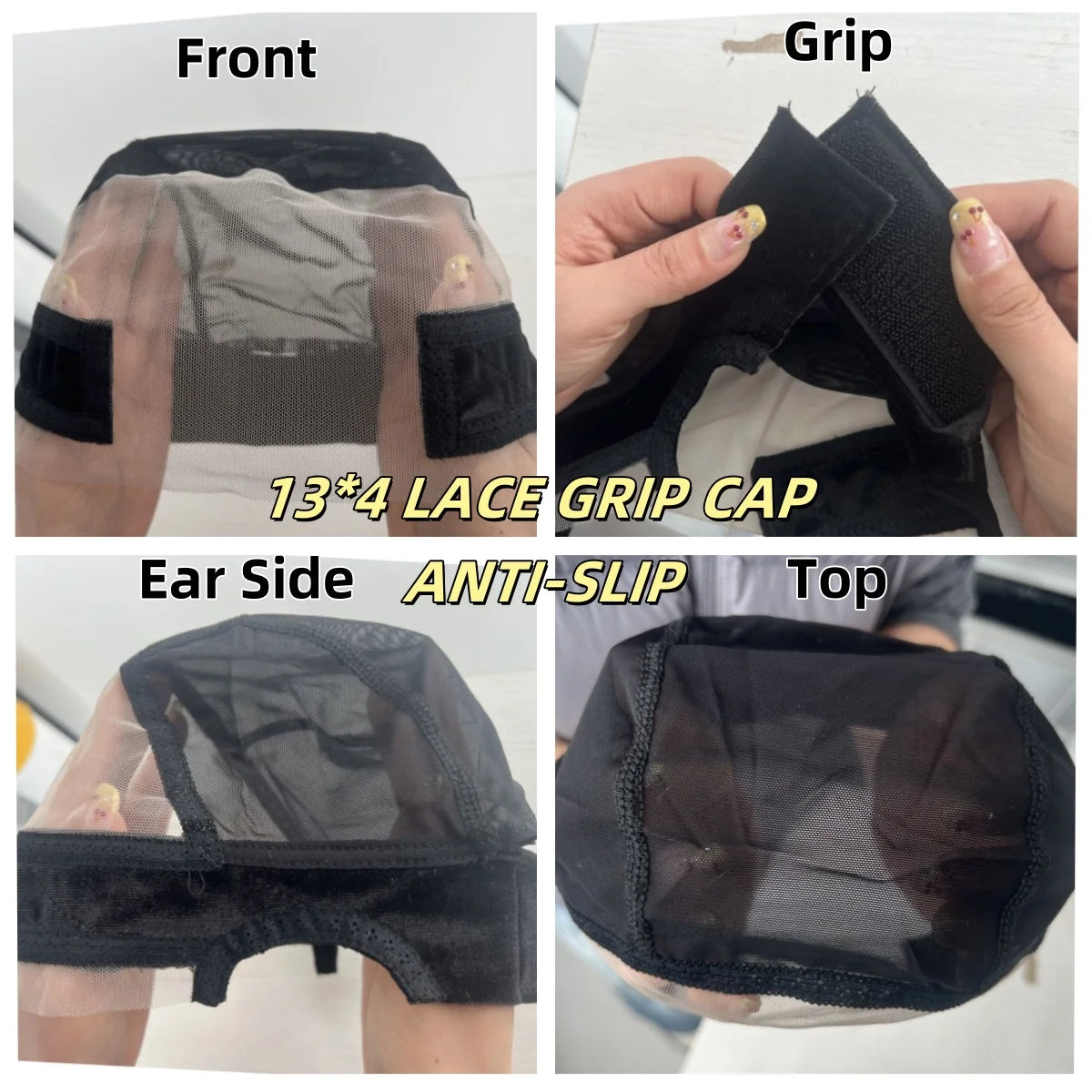 Wig Cap with Grip Band for Keeping Wigs in Place, More Full Cap-wide Transparent Lace for Lace Front Wigs