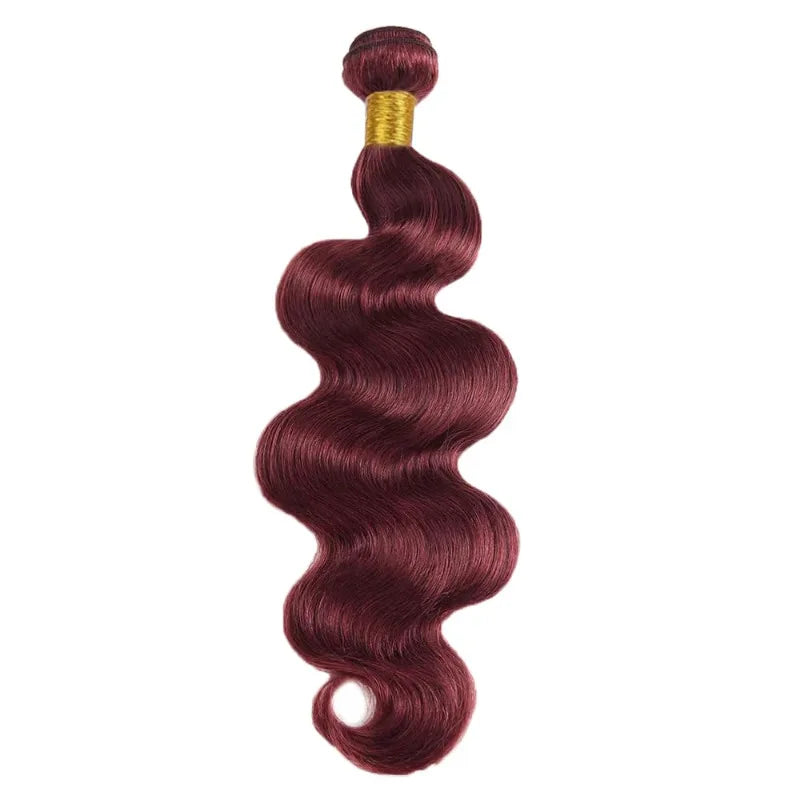 Human Hair Bundles 12-26 Inches Wine Red Bundles Body Wave Hair Weave 100% Brazilian Human Hair Extensions 1PC/100g 99J