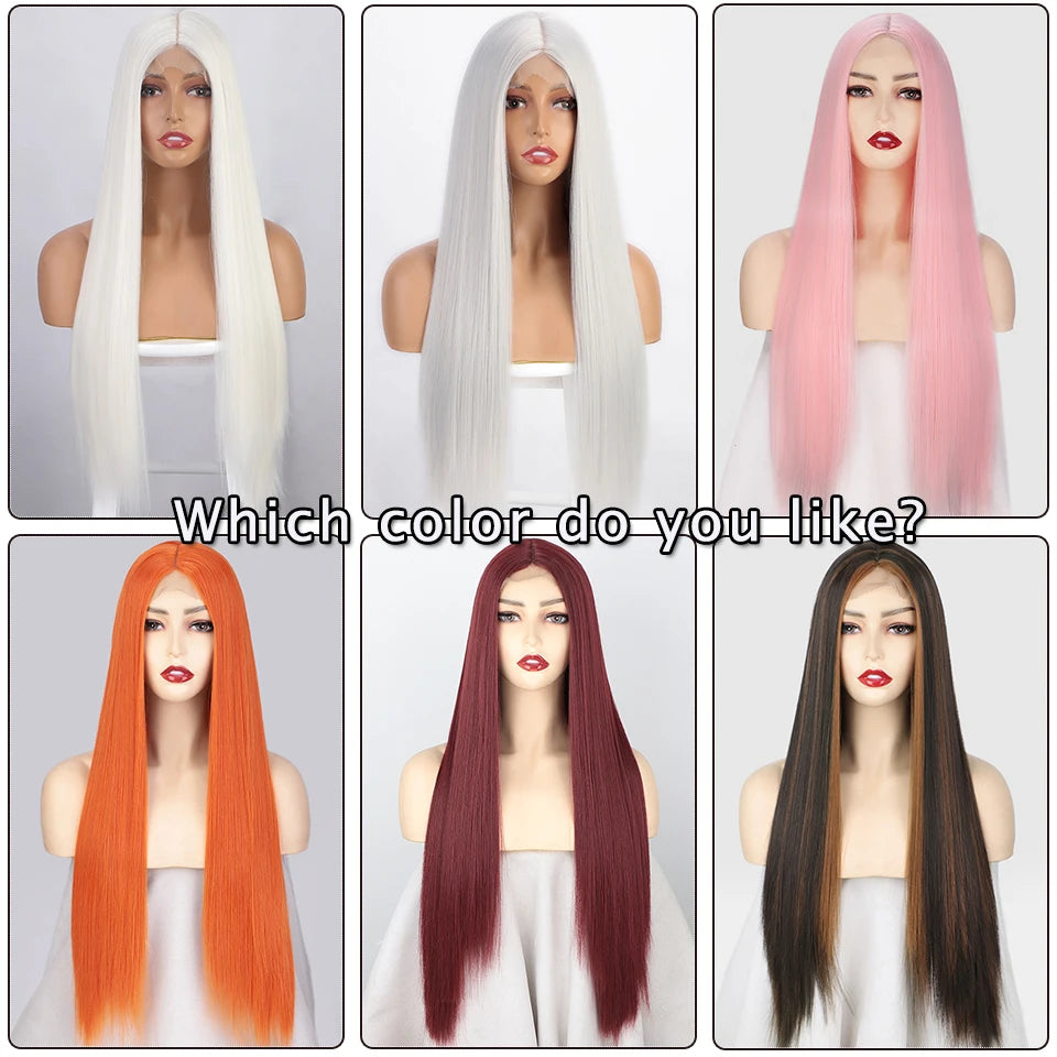 I's a wig Long Straight White Cosplay Wigs Synthetic Wigs for Women 60 613 Blonde Grey Pink Black Color for Daily Party Lolita