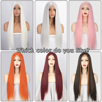 I's a wig Long Straight White Cosplay Wigs Synthetic Wigs for Women 60 613 Blonde Grey Pink Black Color for Daily Party Lolita
