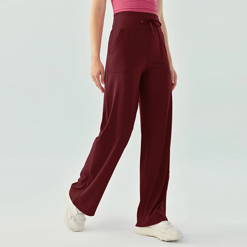Yoga Pants Women Wide Leg Pants with Pockets High Waist Stretch Work Dress Pants Buttery Soft Casual Lounge Sweatpants Comfy