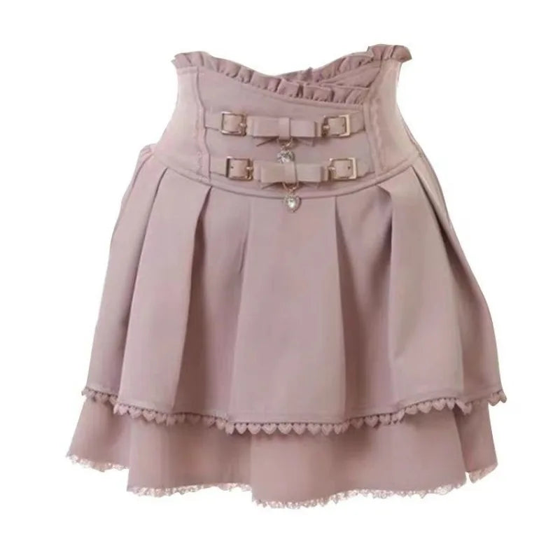 Japanese Skirts for Women High Waist A-line Ruffles Jupe Fashion Summer Saia 2025 Faldas Mujer De Moda Sweet Y2k Mini Skirt