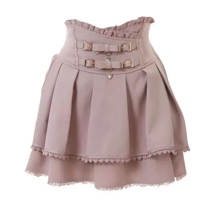 Japanese Skirts for Women High Waist A-line Ruffles Jupe Fashion Summer Saia 2025 Faldas Mujer De Moda Sweet Y2k Mini Skirt