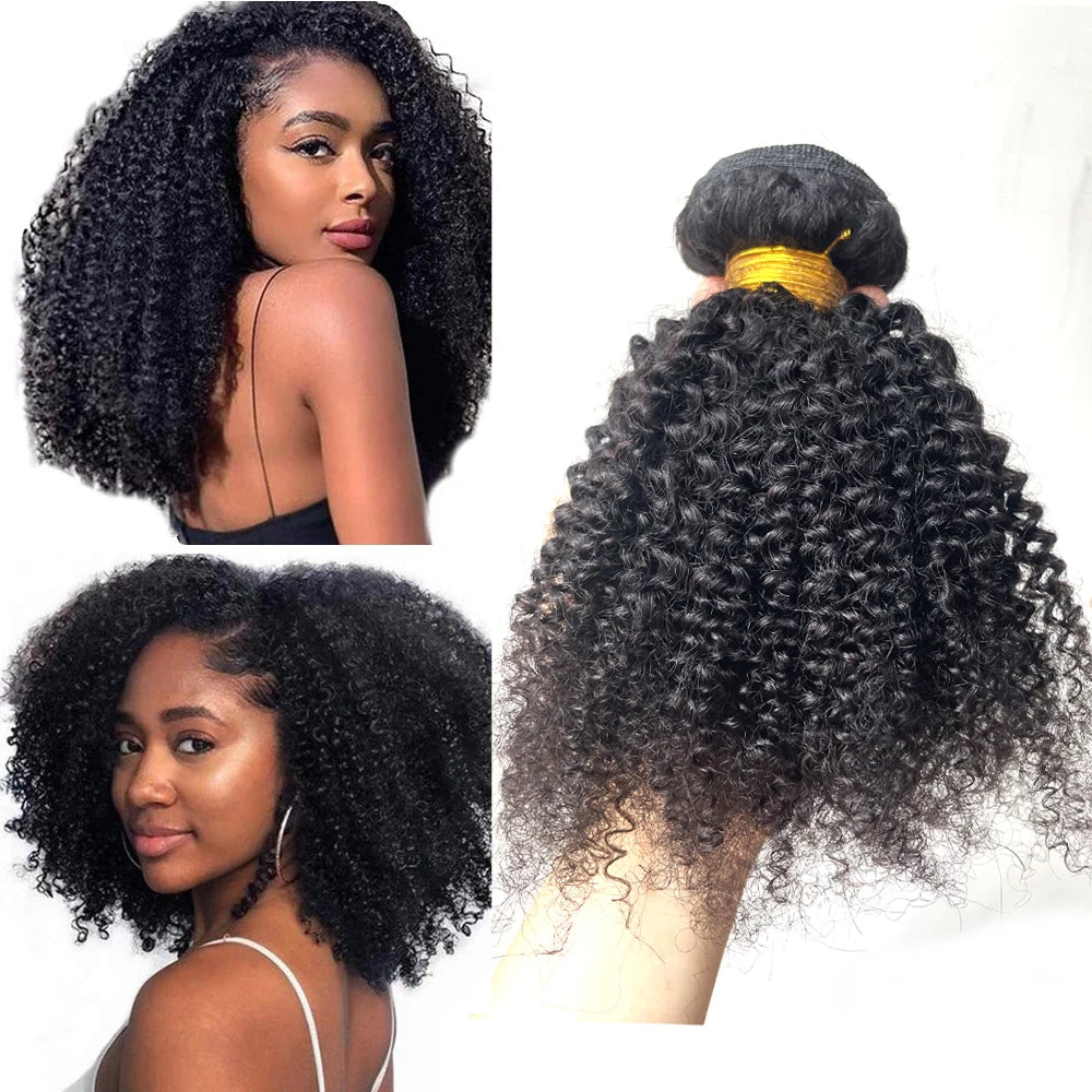 Afro Kinky Curly Bundles Brazilian 1/3 Afro Kinky Human Hair Bundles Deal 8-20" Hair Extensions Curly Human Hair Weave For Women