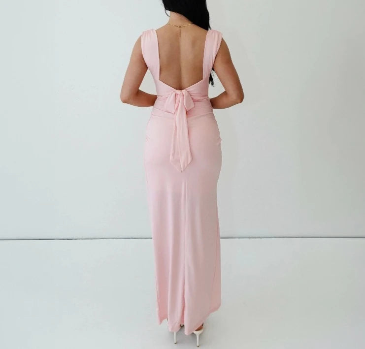 Elegant Evening Dresses Women Sexy Backless Slim Fit Summer Dress Chic Slit Dress Robes Party Club Gowns Women Clothing