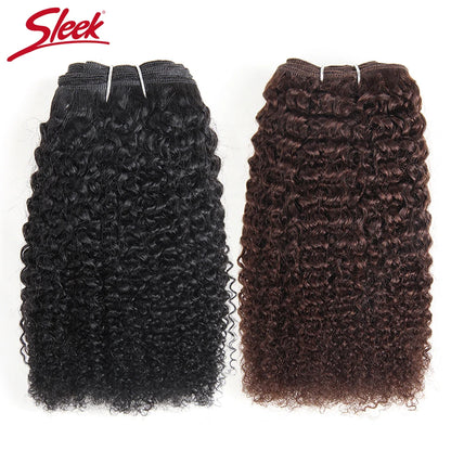 Sleek Afro Kinky Weave Curly Hair Peruvian Human Hair Weave Bundles Deal  #1B #2 #4 Brown Remy Hair Extension