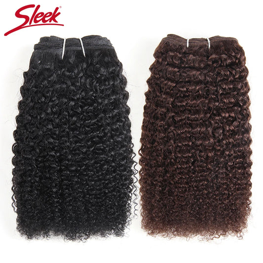 Sleek Afro Kinky Weave Curly Hair Peruvian Human Hair Weave Bundles Deal  #1B #2 #4 Brown Remy Hair Extension