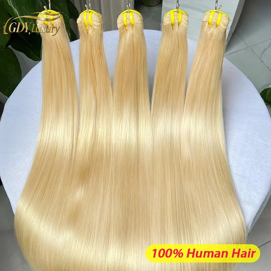 #613 Blonde Body Wave/Straight Hair Bundles Double Drawn Raw Vietnamese Hair Bundles Weave Honey Blonde 100% Human Hair Full
