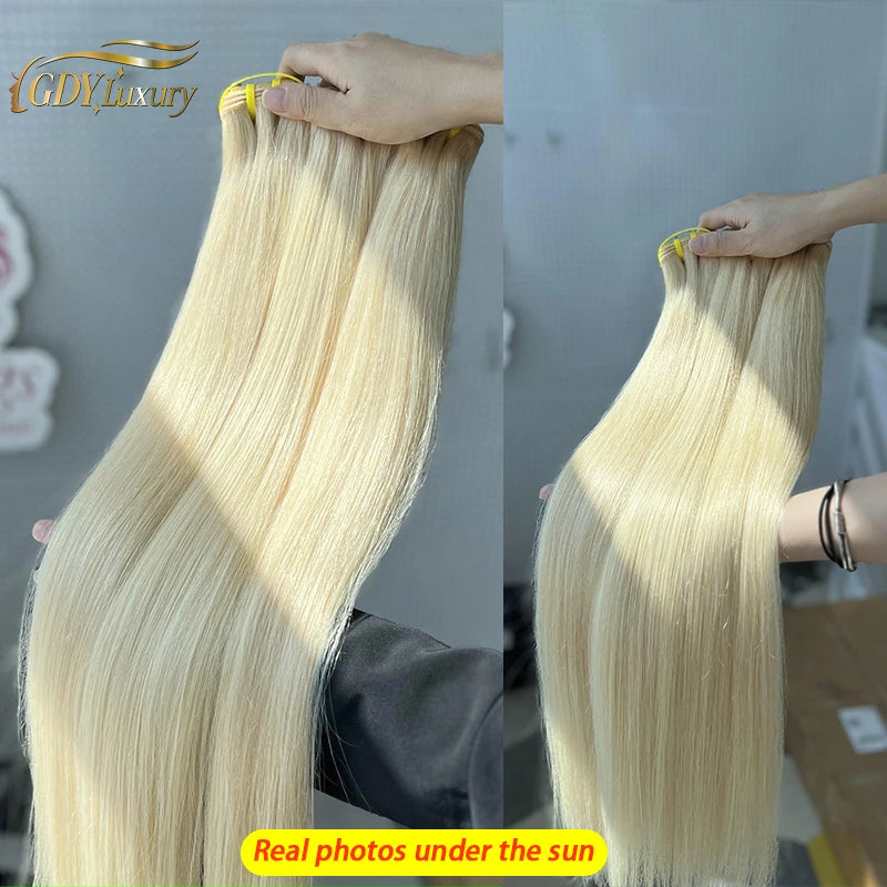 #613 Blonde Body Wave/Straight Hair Bundles Double Drawn Raw Vietnamese Hair Bundles Weave Honey Blonde 100% Human Hair Full