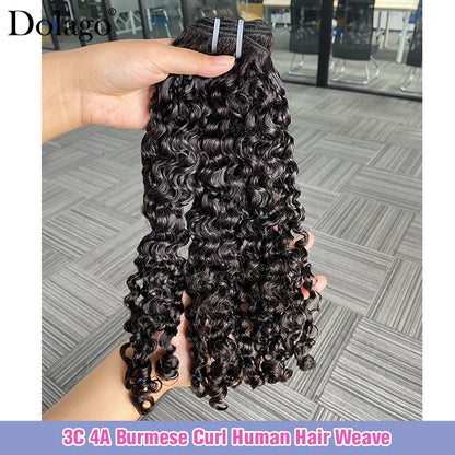 3C 4A Burmese Curly Hair Bundles Virgin Human Hair Weft Vietnamese 100% Raw Human Hair Extensions Unprocessed Weave Wholesale