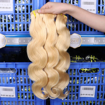 #613 Blonde Body Wave/Straight Hair Bundles Double Drawn Raw Vietnamese Hair Bundles Weave Honey Blonde 100% Human Hair Full