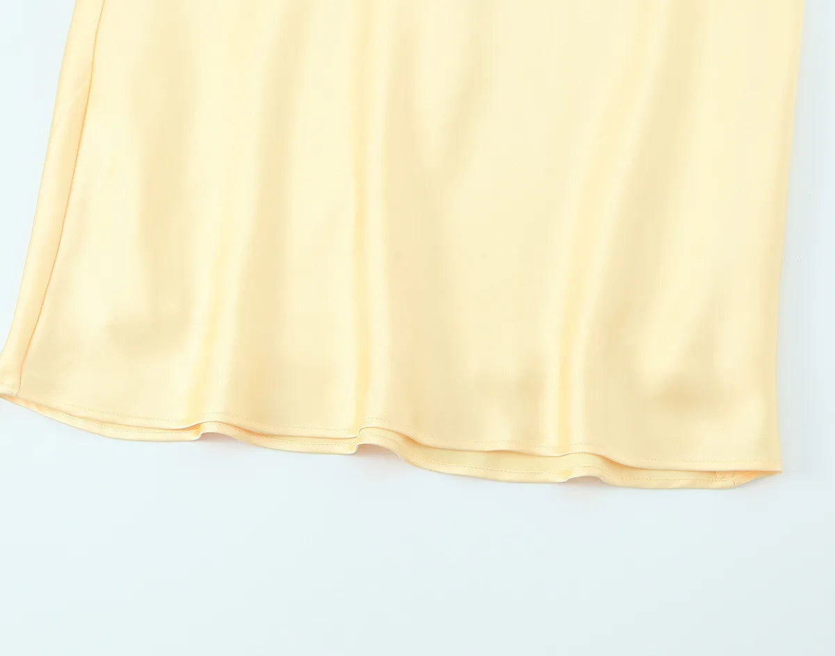 Women Elegant Satin Dress Fashion Lace Up Hanging Collar Long Dresses for Women Solid Sleeveless Midi Dress Lady Evening Dress