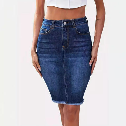 Women's Casual Jean Skirt High Waist Stretch Denim Skirts