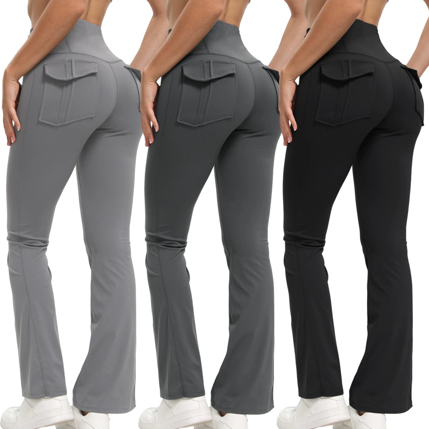 Women Wide Leg High Stretch Yoga Leggings Fitness Workwear with pockets Yoga Flare Pant High Waiste Workout Gym Pants