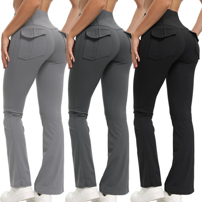 Women Wide Leg High Stretch Yoga Leggings Fitness Workwear with pockets Yoga Flare Pant High Waiste Workout Gym Pants