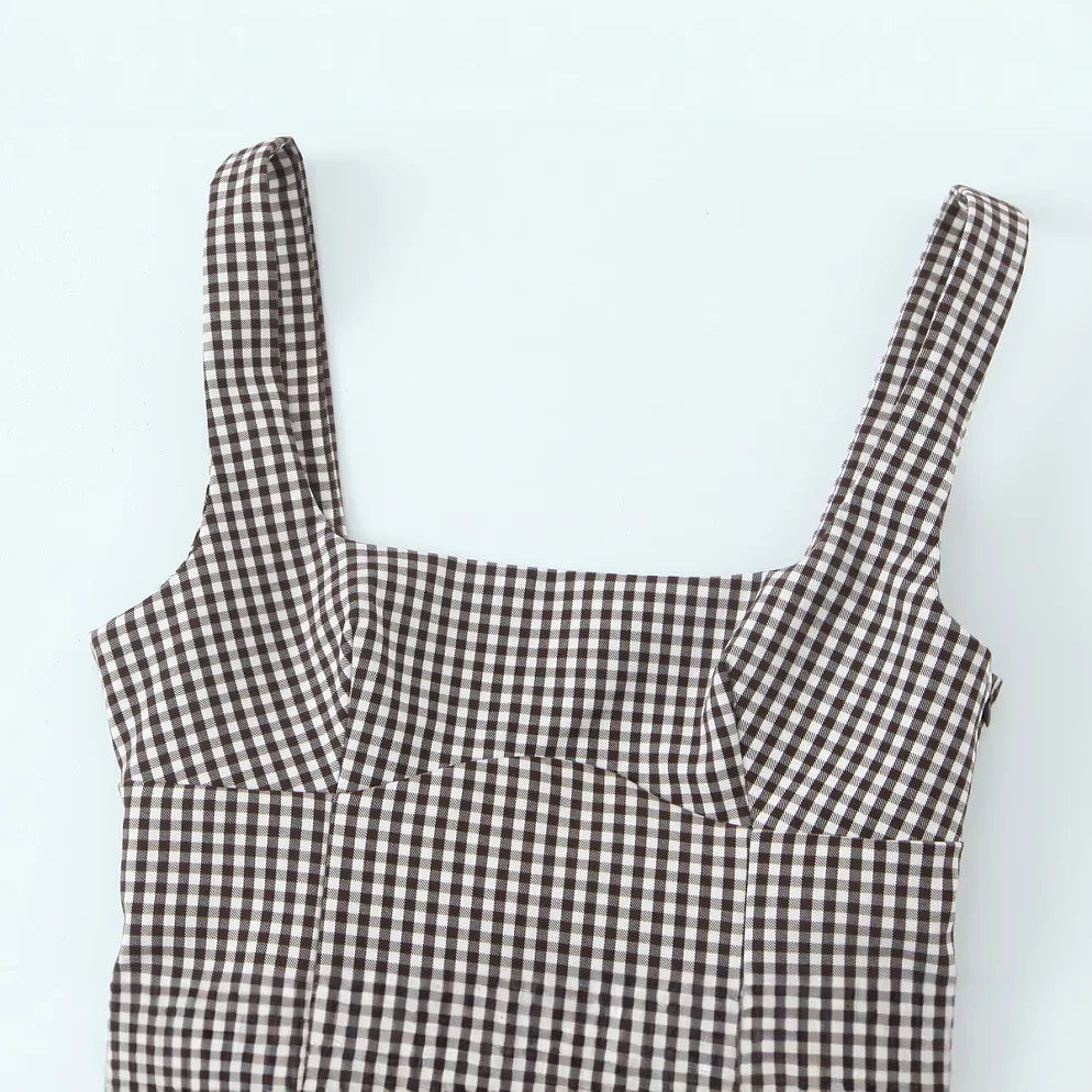 Tops For Women Bow Embellished Small Plaid Top 2025 Summer Camisole Sleeveless Top Woman Tops Women's Tank Top