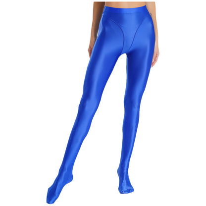 Womens Gymnastic Yoga Pants Leggings High Waist Stretchy Glossy Pantyhose Silky Skinny Pantyhose Role Play Nightclub Wear