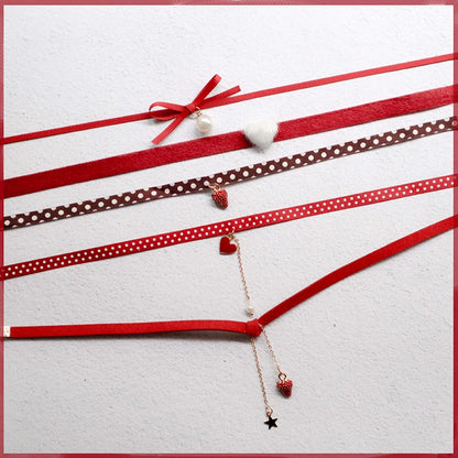Fashion Lace Necklace For Women Adjustable Elegant Snowfake Strawberry Pendant Velvet Choker Necklace Collar Party Jewelry Gift