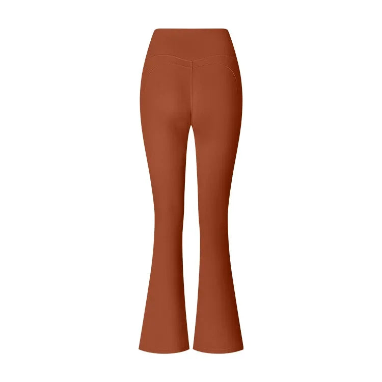 High Waist Flared Yoga Pants for Women Gym Fitness Running Training Sport  Brown Yoga Leggings Belly Control Wide Workout Pants