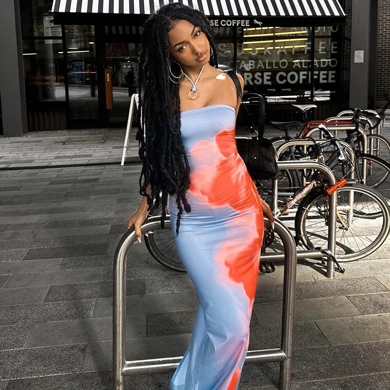 Women's Dresses Summer New Streetwear Fashion Print Casual Slim Dress Sexy Off Shoulder Elegant Female Club Party Dress Clothing