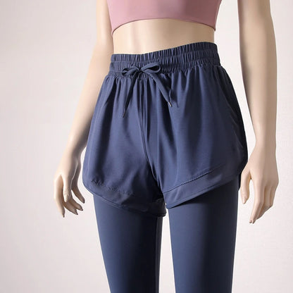 Yoga Pants Leggings Two-piece Skirt Style Quick-drying Workout Yoga Pants Women Pockets Sport Trousers Leggings