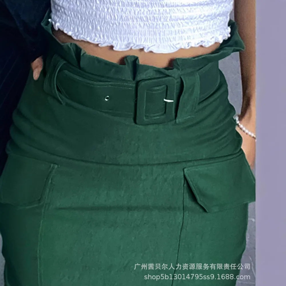 Skirts Mid Length Skirt Women Slim Fit Casual High Waist Bodycon Y2k Streetwear Elegant Splice Temperament Party Work Spring