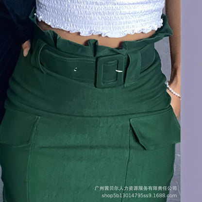 Skirts Mid Length Skirt Women Slim Fit Casual High Waist Bodycon Y2k Streetwear Elegant Splice Temperament Party Work Spring