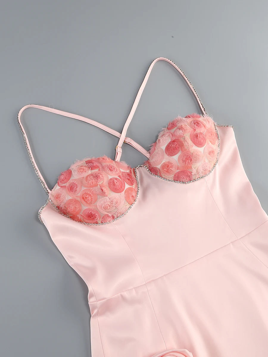 Elegant Party Dresses for Women 2024 Luxury Dress Birthday Outfits Sexy Pink Patwork Evening Gowns Women's Clothes Prom Gown