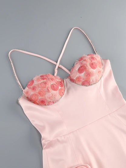 Elegant Party Dresses for Women 2024 Luxury Dress Birthday Outfits Sexy Pink Patwork Evening Gowns Women's Clothes Prom Gown