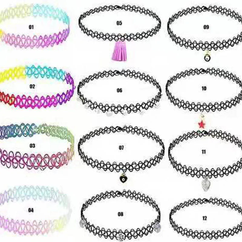 Lace Chokers Necklaces for Women Girls Ladies Vintage Flower Bead Circles Neck Jewelry Colourful Sexy Pink Black Fashion Velvet