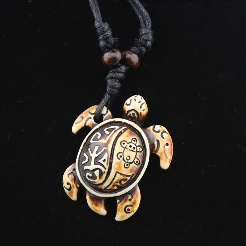 Turtle Necklace for Women Men Yak Bone Tortoise Hawaii Tribal Surfer Necklace Sea Turtles Pendants Necklaces