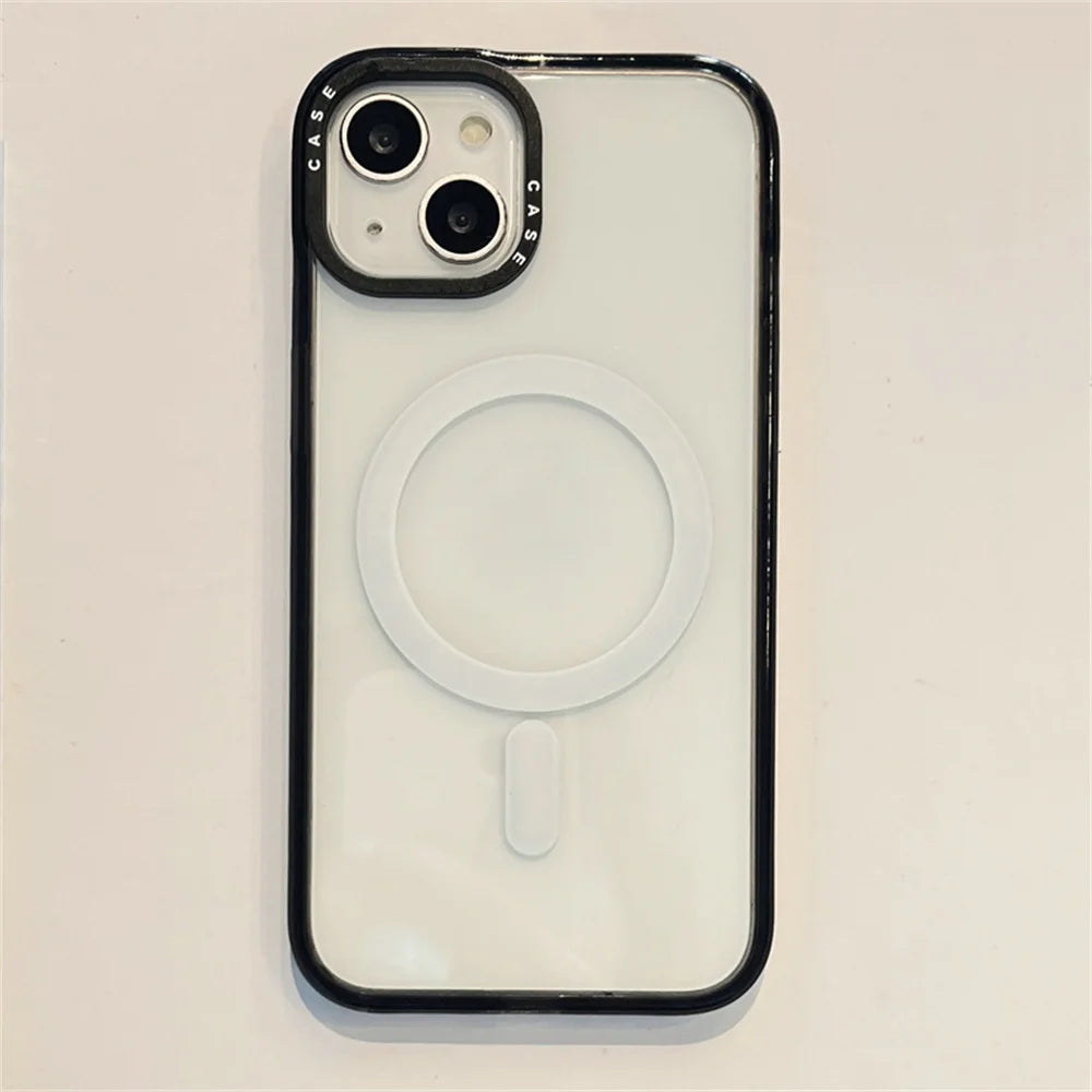 Magnetic Magsafe Clear Anti-fall Phone Case for iPhone 16 15 14 13 12 Pro MAX 16 15Plus Wireless Charger Bumper Cover Fundas