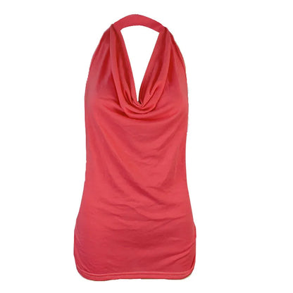 Tank Top Women Drape V Neck Sexy Tanks Camis Skinny Backless Pink Corset Tee Shirt Femme Tops Woman T-shirt