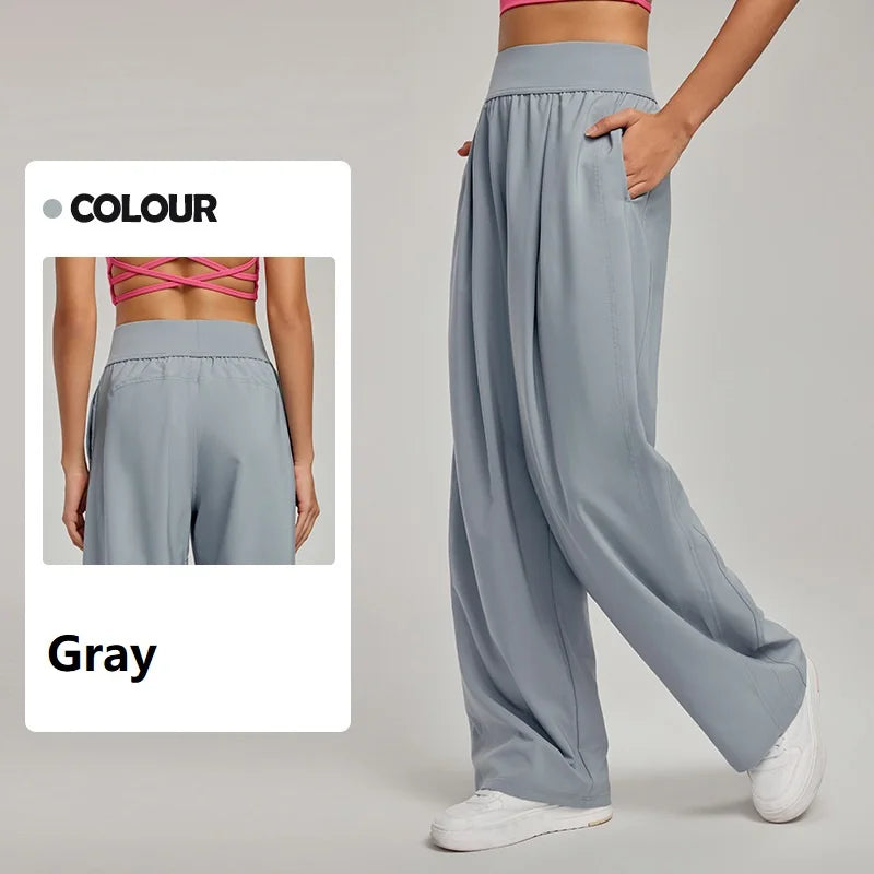 Women's Yoga Pant Autumn Winter Loose Fit Wide Leg Pants Commuting Fitness Drawstring Casual Trousers